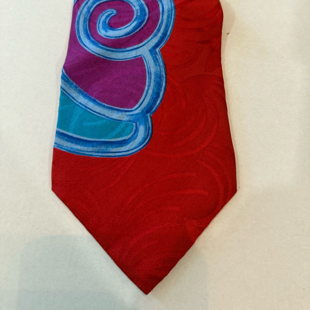 Gianfranco Ruffini Red and Blue Abstract Tie